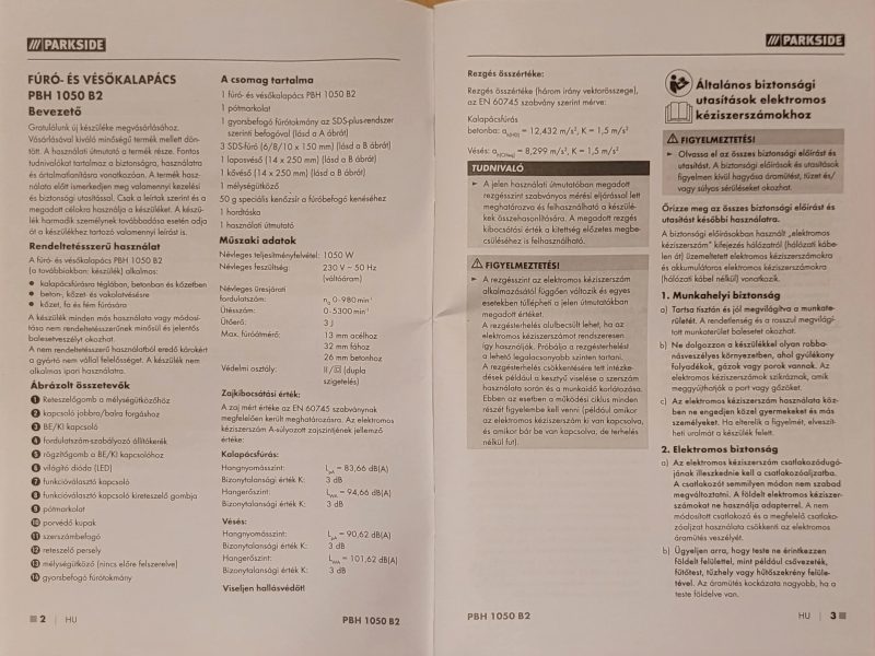 Parkside Fúró és vésőkalapács
