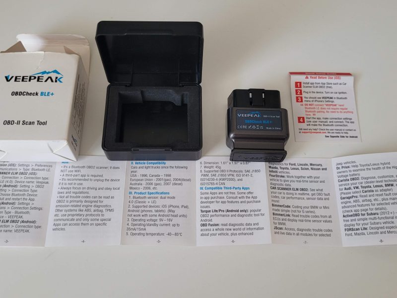 Bluetooth-os OBD II hibakiolvasó, Veepeak OBDCheck BLE+ Plus