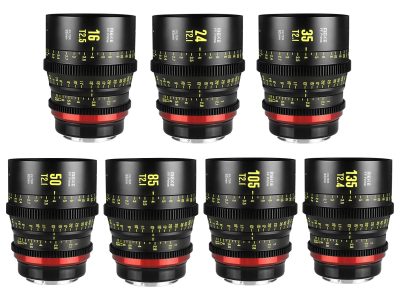 Meike FF Prime Cinema Lens Kit of 7 EF MOUNTS 16, 24, 35, 50, 85, 105, 135 bérlés