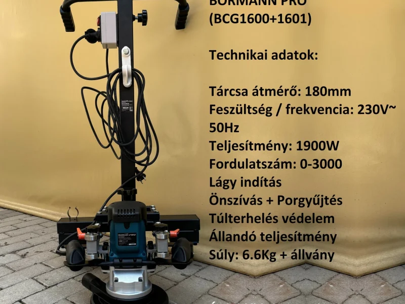 BORMANN PRO BCG 1600 betoncsiszoló gurulóállvánnyal bérlés Miskolcon