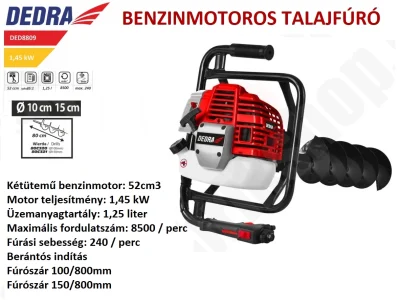 Dedra DED8809 talajfúró 150 mm-es fúrószárral bérlés Miskolcon