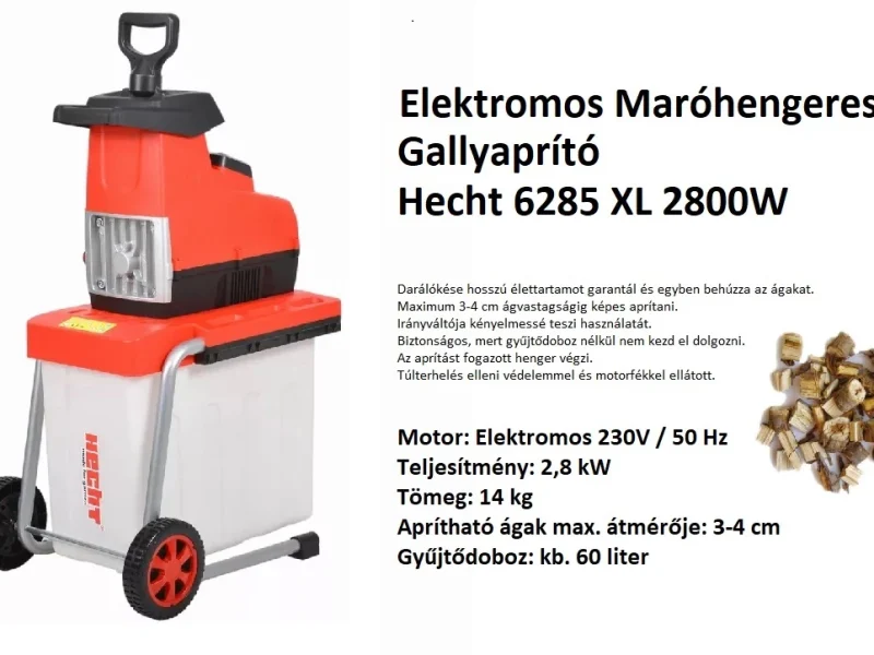 HECHT 6285 XL elektromos gallyaprító bérlés Miskolcon