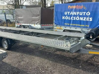 Autószállító trailer 8m egyenes 3.5t bérlés kölcsönzés Budapest