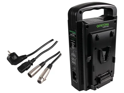 PATONA V-Mount PREMIUM DUAL akkumulátortöltő (+ 4Pin XLR tápkábel) – bérelhető Budapesten