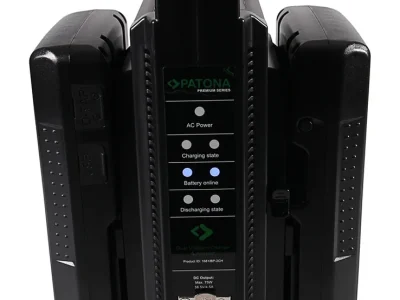 PATONA V-Mount PREMIUM DUAL akkumulátortöltő (+ 4Pin XLR tápkábel) – bérelhető Budapesten